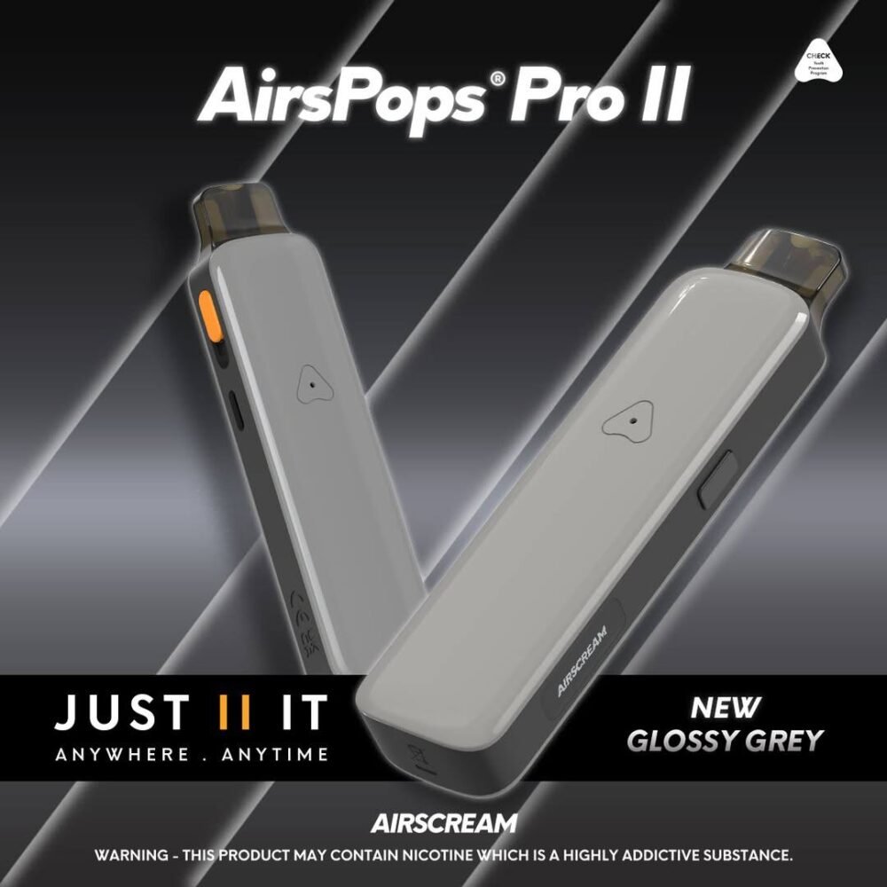 AirsPops Pro II-灰色 Airscream Airspops Pro II 英國品牌 氣泡2 pro2代 1000mAh 可調瓦數